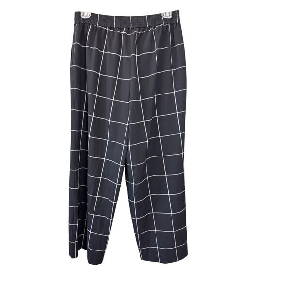 NEW HALOGEN NORDSTROM Black White Check High Rise Wide-Leg Pants Size 14 - Picture 2 of 5